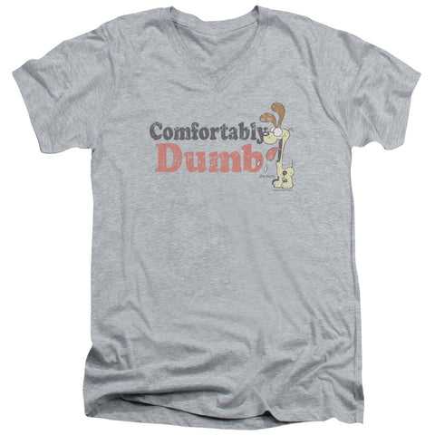Garfield/comfortably Dumb - S/s Adult V-neck - Athletic Heather