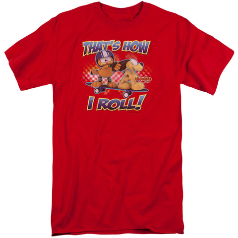 Garfield/how I Roll-s/s Adult Tall-red