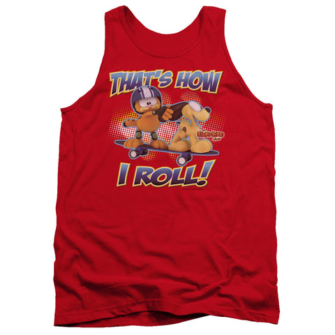 Garfield/how I Roll - Adult Tank - Red