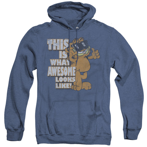 Garfield/awesome - Adult Heather Hoodie - Royal Blue
