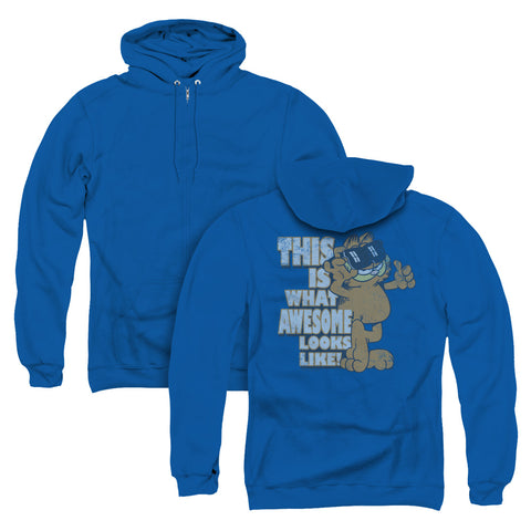 Garfield/awesome (back Print) - Adult Zipper Hoodie - Royal Blue