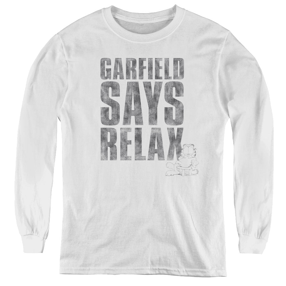 Garfield/relax - Youth Long Sleeve Tee - White