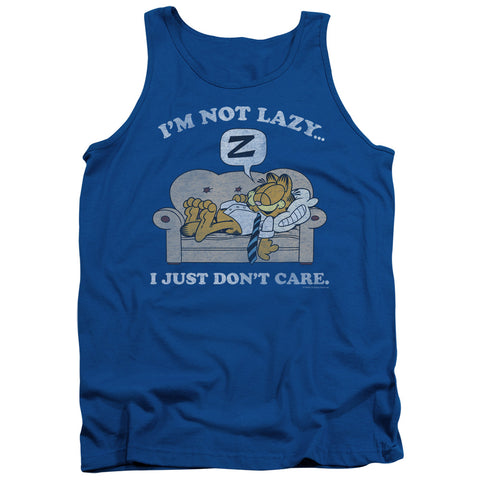 Garfield/not Lazy - Adult Tank - Royal Blue