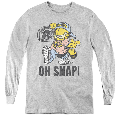 Garfield/oh Snap - Youth Long Sleeve Tee - Athletic Heather