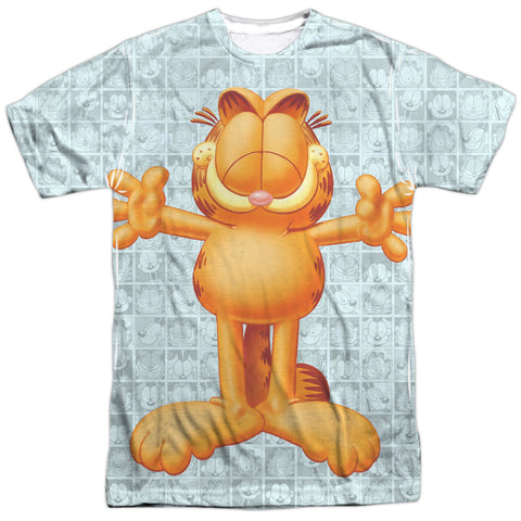 Garfield/free Hugs-s/s Adult Poly Crew-white