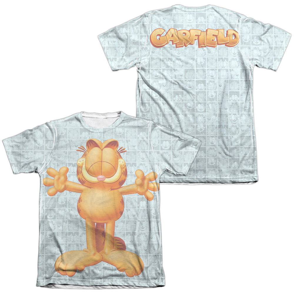 Garfield/free Hugs (front/back Print)-adult Poly/cotton S/s Tee-white