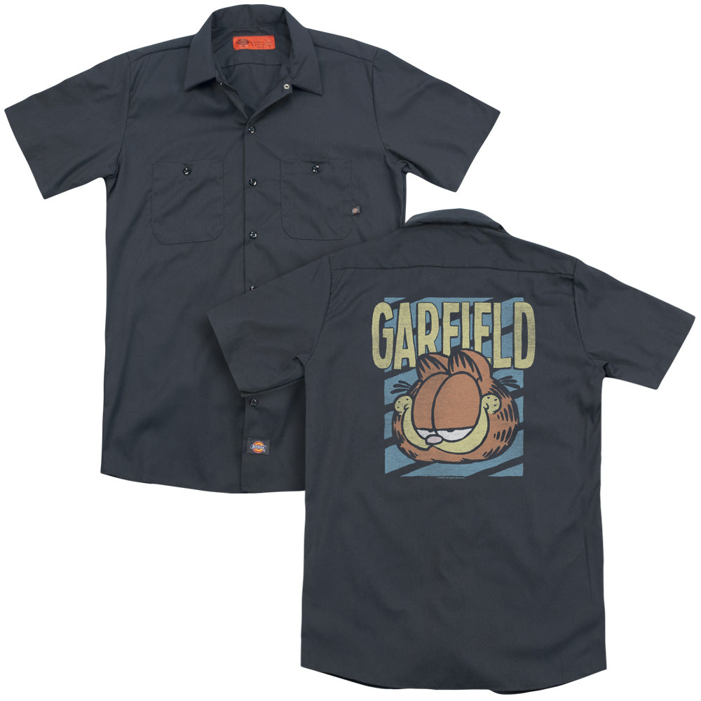 Garfield/rad Garfield(back Print) - Adult Work Shirt - Charcoal