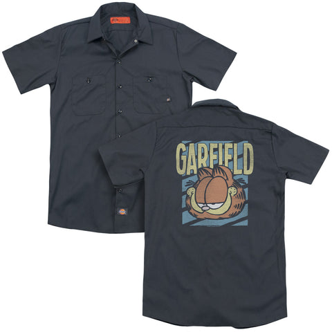 Garfield/rad Garfield(back Print) - Adult Work Shirt - Charcoal