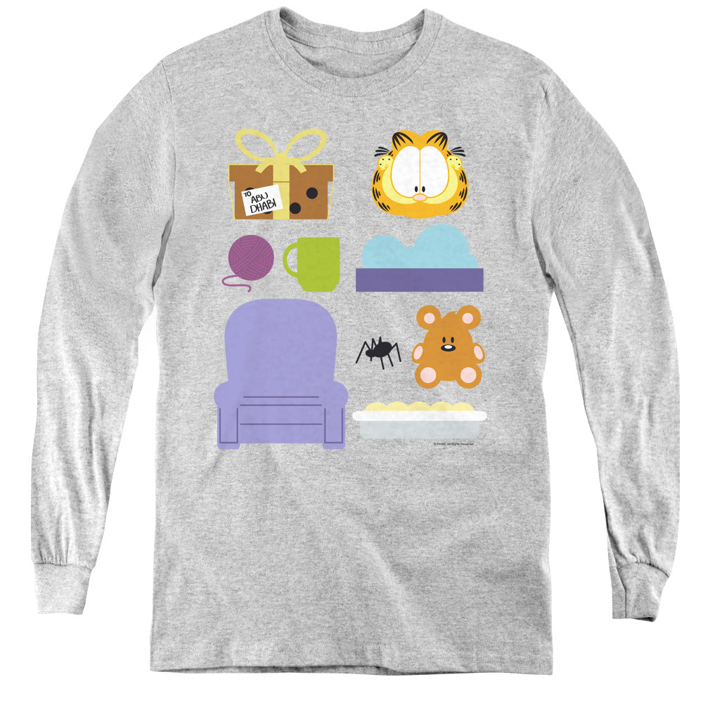 Garfield/gift Set-youth Long Sleeve Tee-athletic Heather