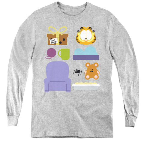 Garfield/gift Set-youth Long Sleeve Tee-athletic Heather
