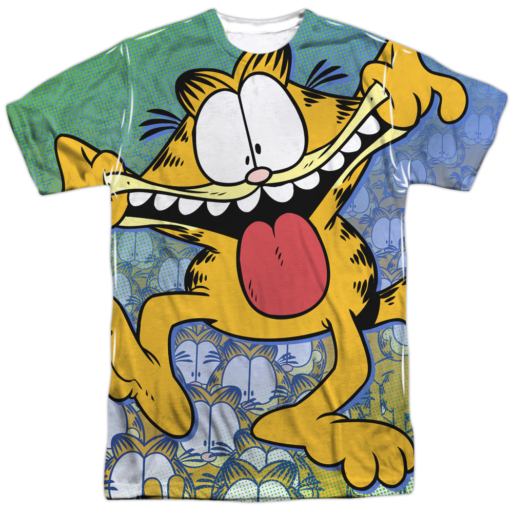 Garfield/goofy Face-s/s Adult Poly Crew-white