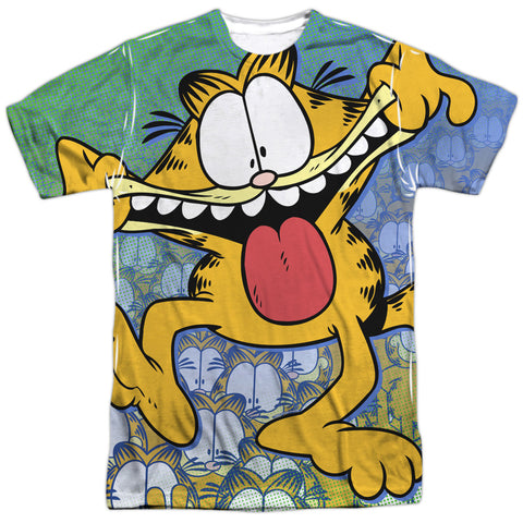 Garfield/goofy Face-s/s Adult Poly Crew-white