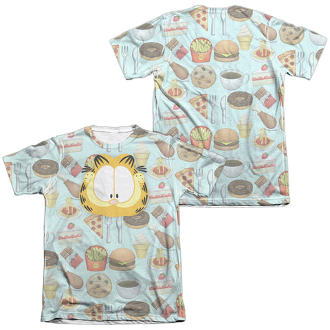 Garfield/cat Food (front/back Print)-adult Poly/cotton S/s Tee-white