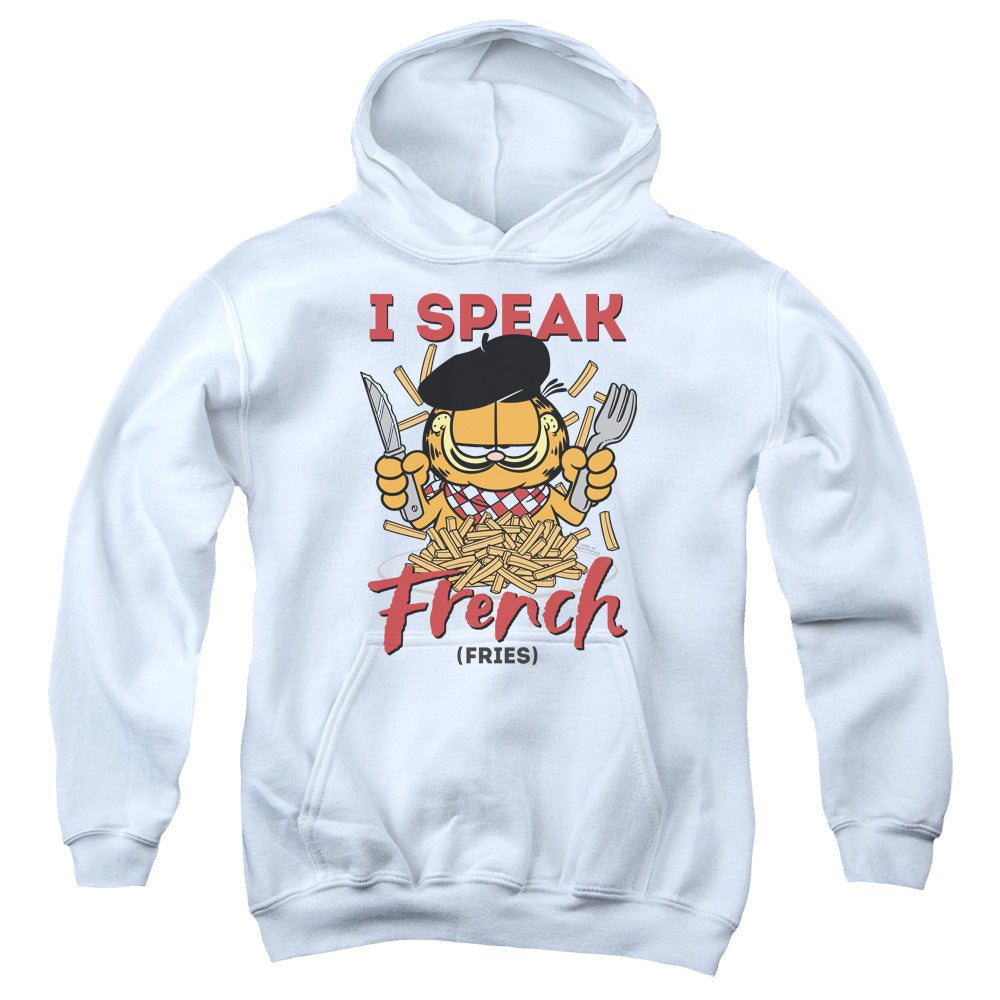 Garfield/speaking Love-youth Pull-over Hoodie-white