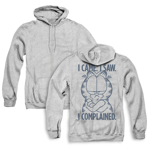 Garfield/i Complained (back Print) - Adult Zipper Hoodie-athletic Heather