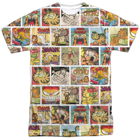 Garfield/collage-s/s Adult Poly Crew-white