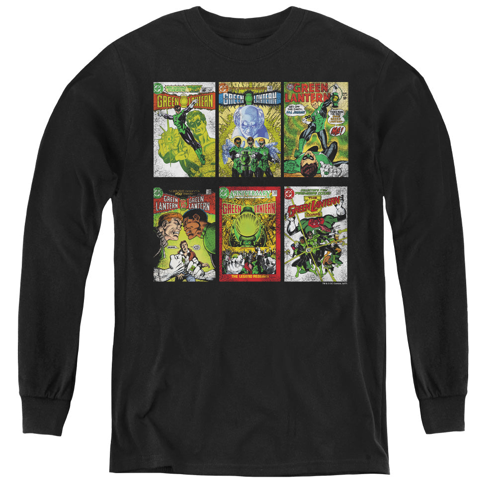 Green Lantern/gl Covers - Youth Long Sleeve Tee - Black