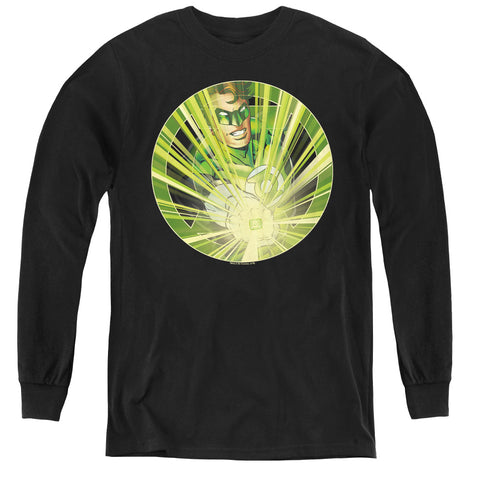 Green Lantern/light Em Up - Youth Long Sleeve Tee - Black