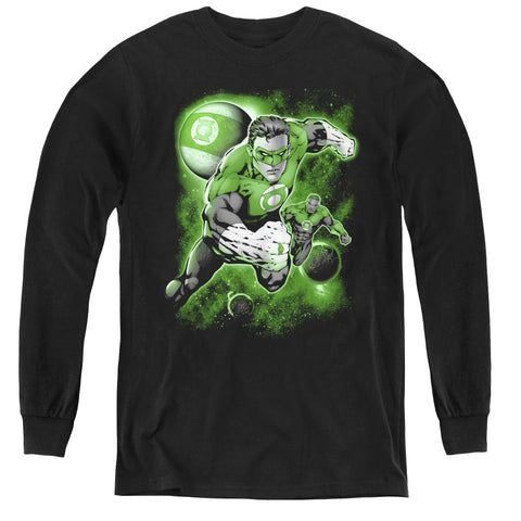 Green Lantern/lantern Planet - Youth Long Sleeve Tee - Black