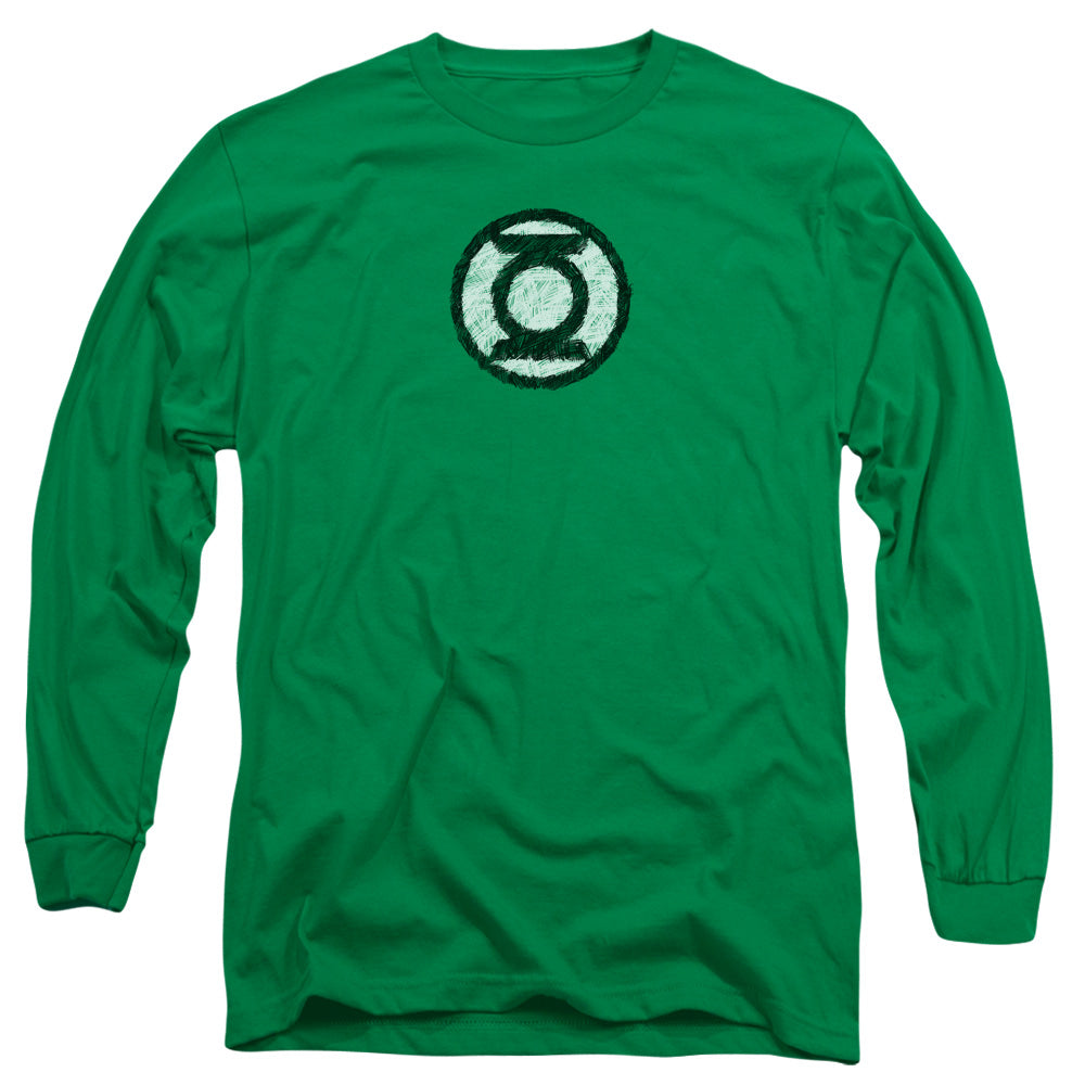Green Lantern/scribble Lantern Logo - L/s Adult 18/1 - Kelly Green