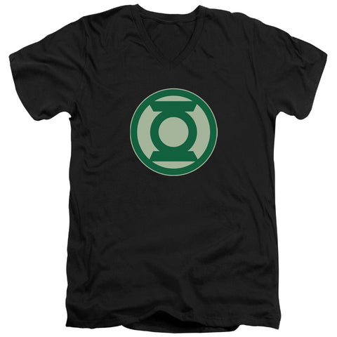 Green Lantern/green Symbol - S/s Adult V-neck - Black