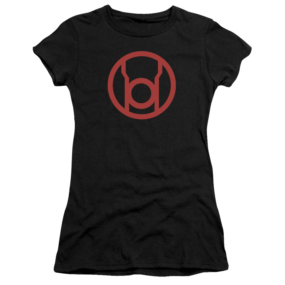 Green Lantern/red Emblem - S/s Junior Sheer - Black