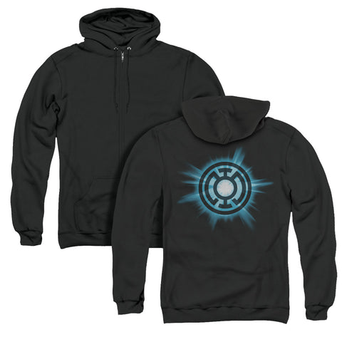 Green Lantern/blue Glow (back Print) - Adult Zipper Hoodie - Black