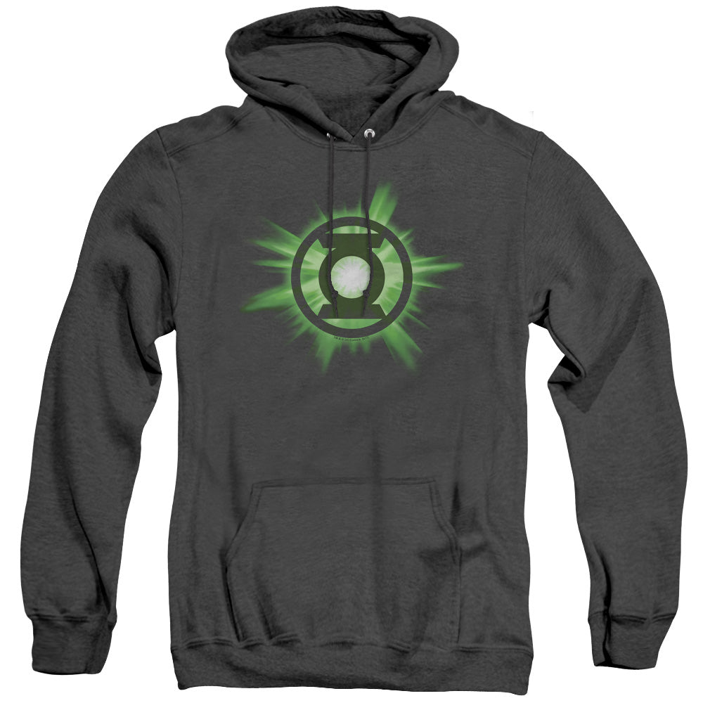 Green Lantern/green Glow - Adult Heather Hoodie - Black