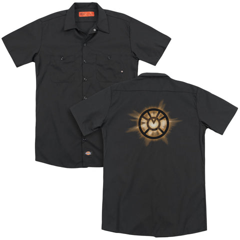 Green Lantern/orange Glow (back Print) - Adult Work Shirt - Black