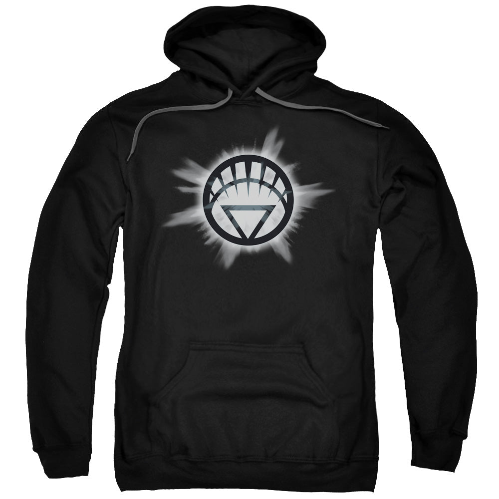 Green Lantern/white Glow-adult Pull-over Hoodie-black