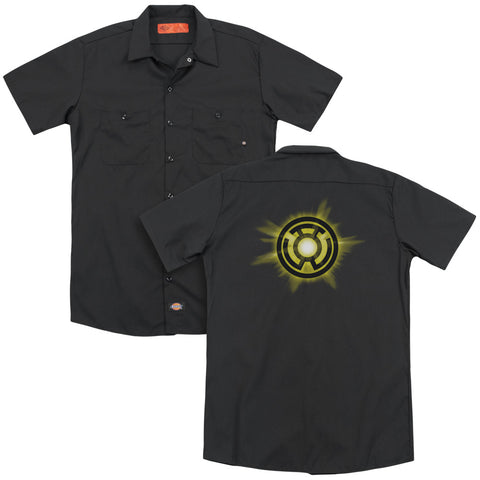Green Lantern/yellow Glow (back Print) - Adult Work Shirt - Black