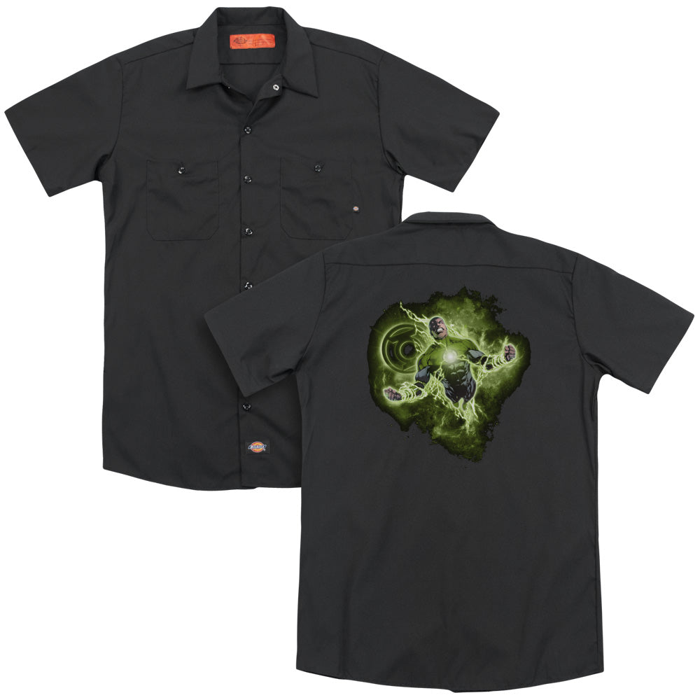 Green Lantern/lantern Nebula (back Print) - Adult Work Shirt - Black