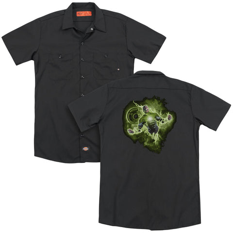 Green Lantern/lantern Nebula (back Print) - Adult Work Shirt - Black