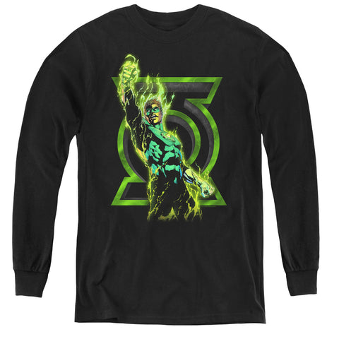 Green Lantern/fully Charged - Youth Long Sleeve Tee - Black