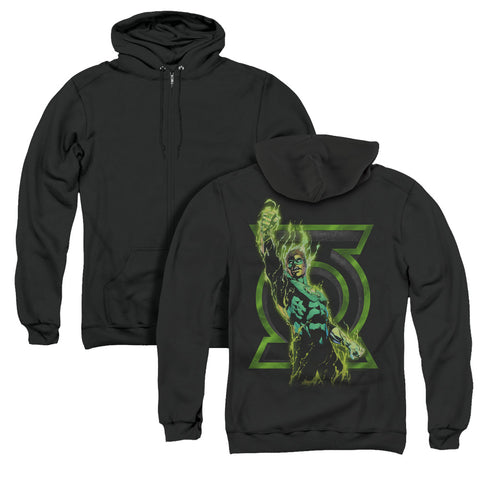 Green Lantern/fully Charged (back Print) - Adult Zipper Hoodie - Black