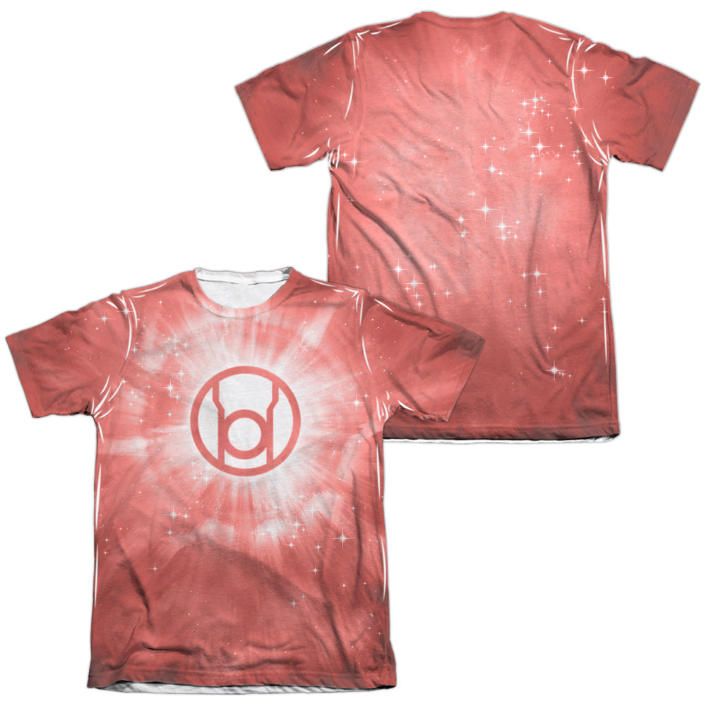 Green Lantern/red Energy (front/back Print) - Adult 65/35 Poly/cotton S/s Tee - White