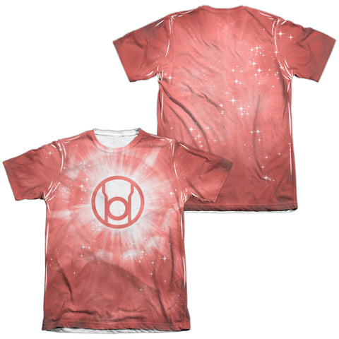 Green Lantern/red Energy (front/back Print) - Adult 65/35 Poly/cotton S/s Tee - White
