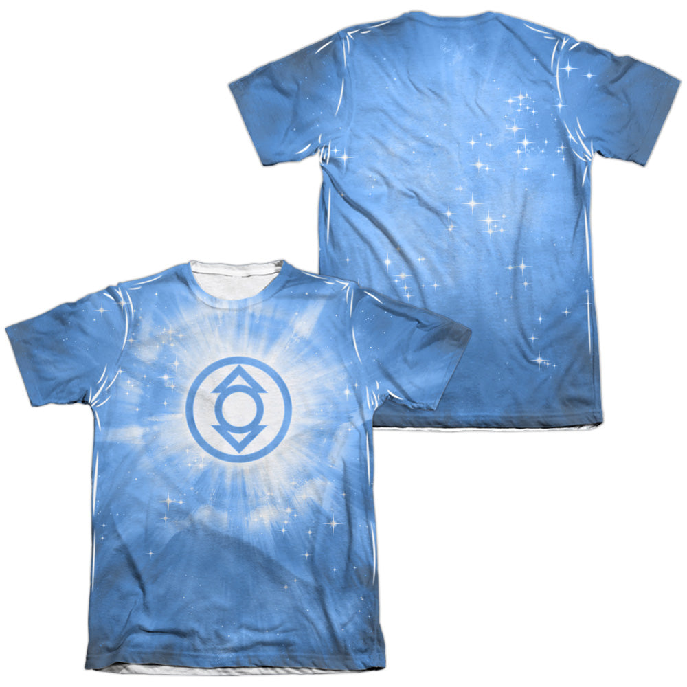 Green Lantern/indigo Energy (front/back Print) - Adult 65/35 Poly/cotton S/s Tee - White