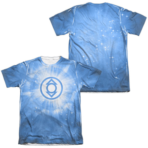 Green Lantern/indigo Energy (front/back Print) - Adult 65/35 Poly/cotton S/s Tee - White