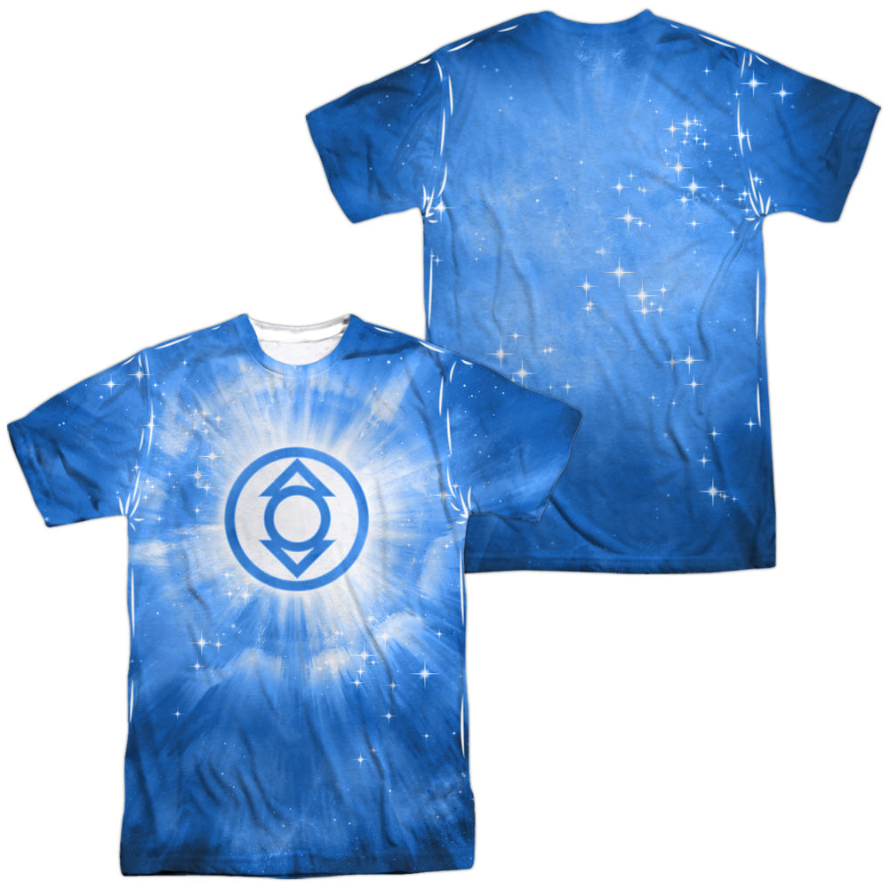 Green Lantern/indigo Energy (front/back Print) -  S/s Adult 100% Poly Crew - White