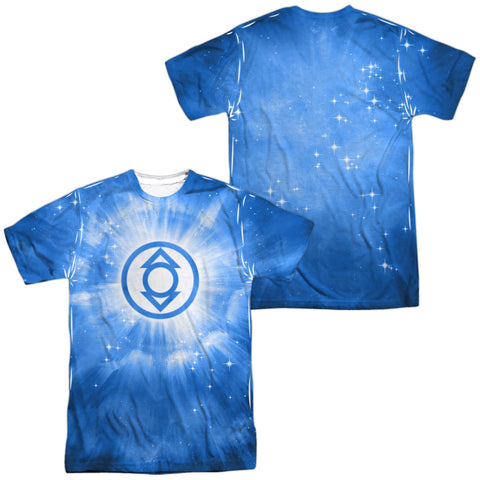Green Lantern/indigo Energy (front/back Print) -  S/s Adult 100% Poly Crew - White