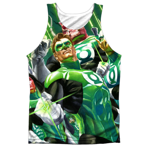 Green Lantern/high Beams-adult 100% Poly Tank Top-white