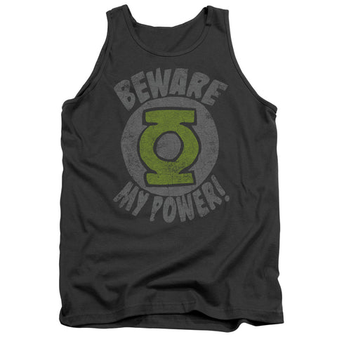 Green Lantern/beware-adult Tank-charcoal