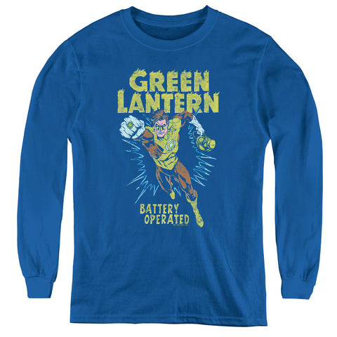 Green Lantern/fully Charged-youth Long Sleeve Tee-royal Blue