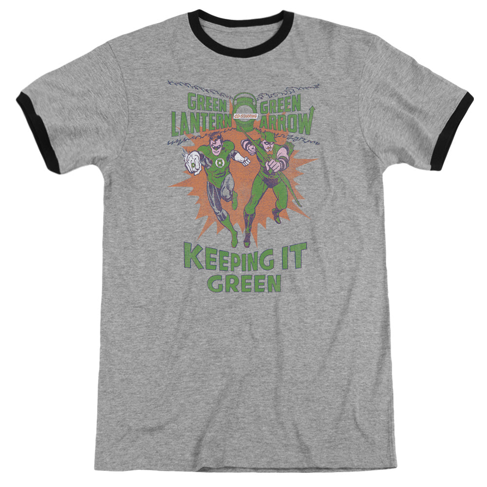 Green Lantern/keeping It Green - Adult Ringer - Heather/black