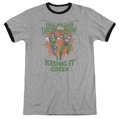 Green Lantern/keeping It Green - Adult Ringer - Heather/black