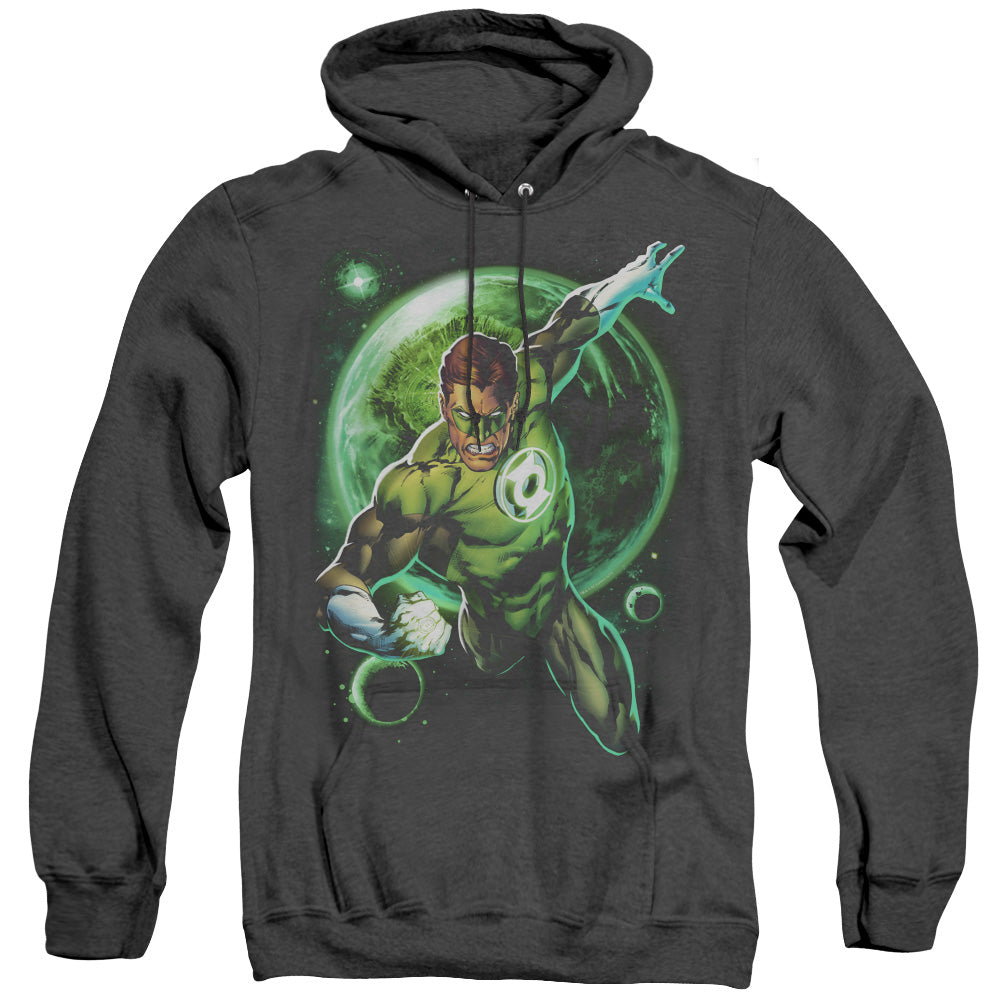 Green Lantern/galaxy Glow-adult Heather Hoodie-black