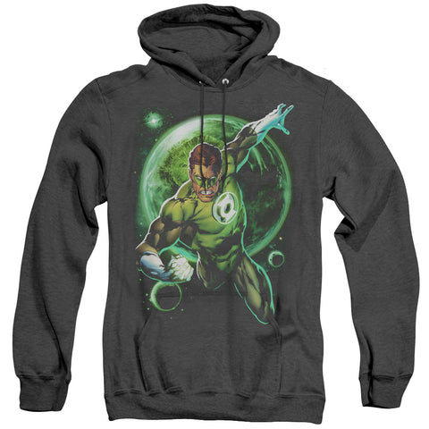 Green Lantern/galaxy Glow-adult Heather Hoodie-black