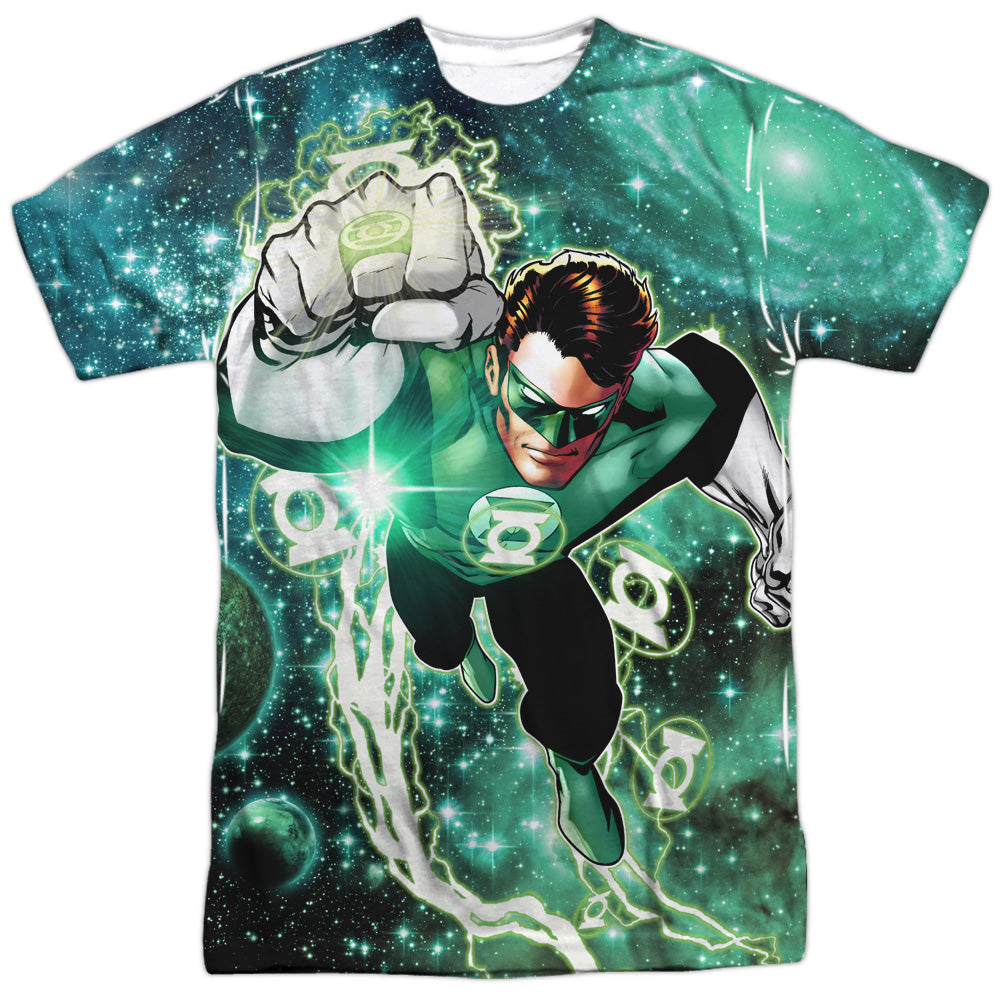 Green Lantern/galactic Hal-s/s Adult Poly Crew-white