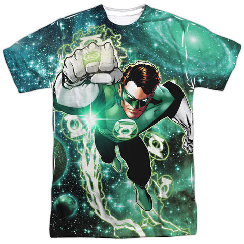 Green Lantern/galactic Hal-s/s Adult Poly Crew-white